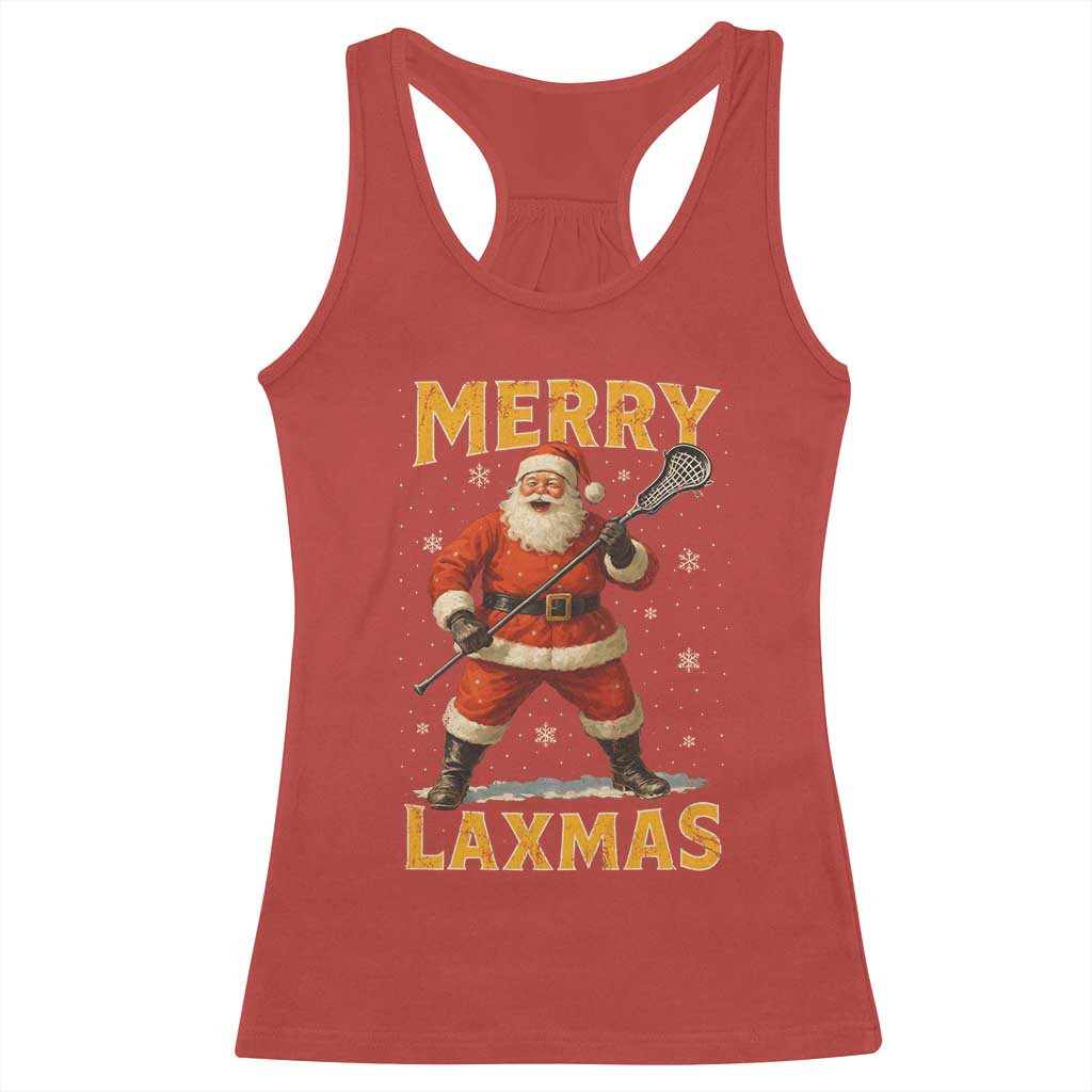 Funny Christmas Lacrosse Racerback Tank Top Merry Laxmas Santa Lax Player TS11 Red Print Your Wear