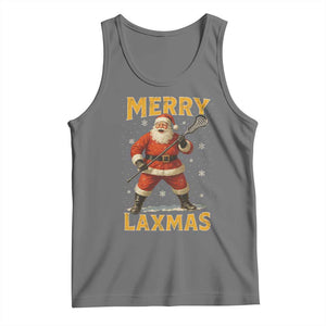 Funny Christmas Lacrosse Tank Top Merry Laxmas Santa Lax Player TS11 Black Heather Print Your Wear