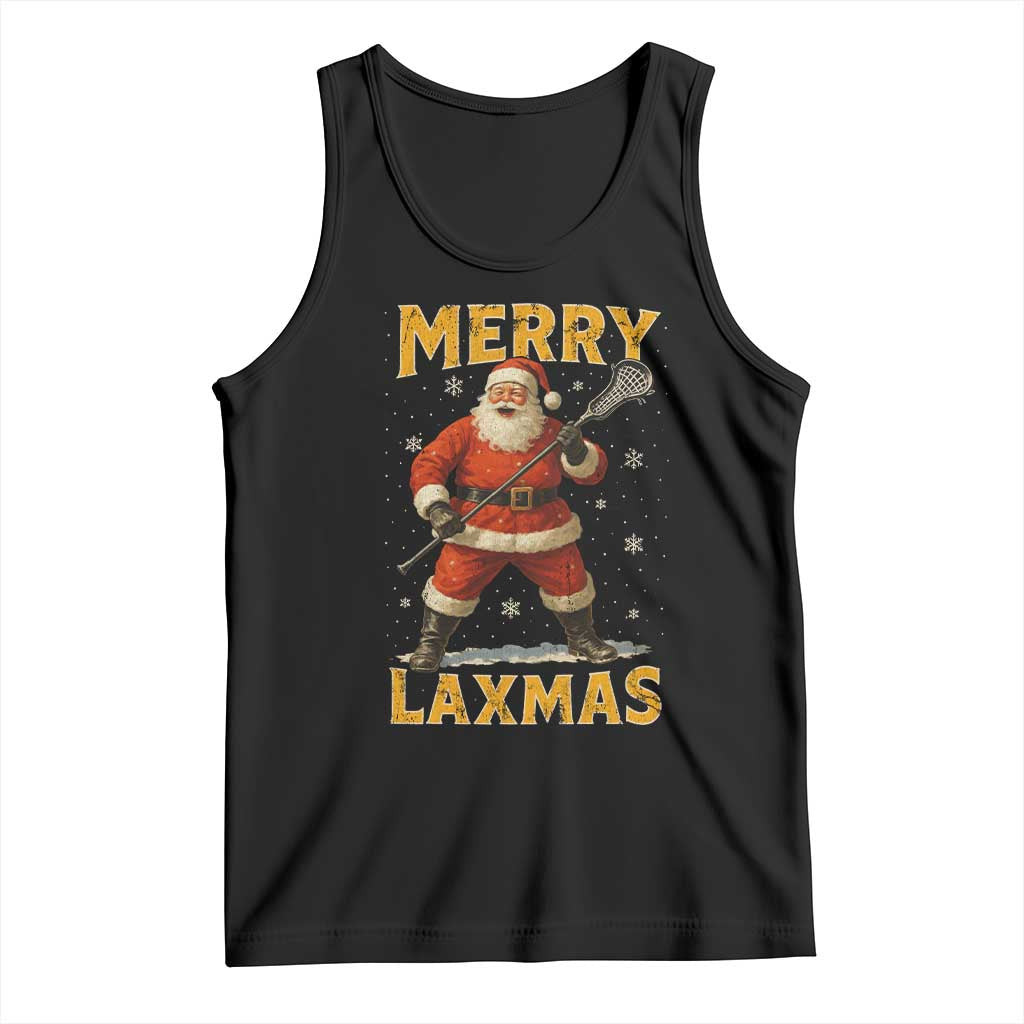 Funny Christmas Lacrosse Tank Top Merry Laxmas Santa Lax Player TS11 Black Print Your Wear