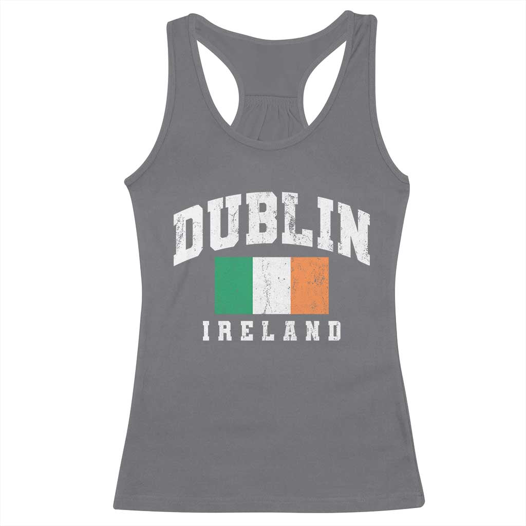 Dublin Ireland Flag Irish Retro Throwback Sports Design Racerback Tank Top TS11 Charcoal Print Your Wear