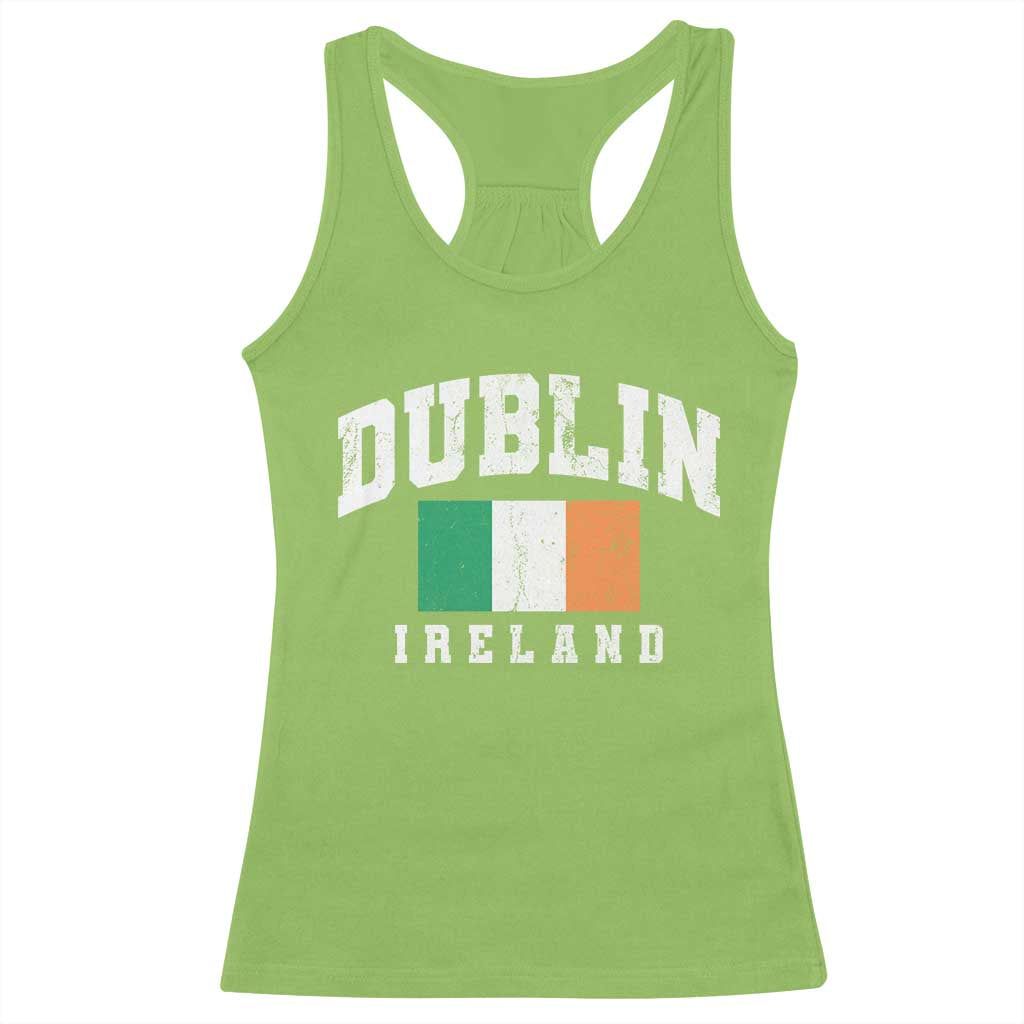 Dublin Ireland Flag Irish Retro Throwback Sports Design Racerback Tank Top TS11 Lime Print Your Wear
