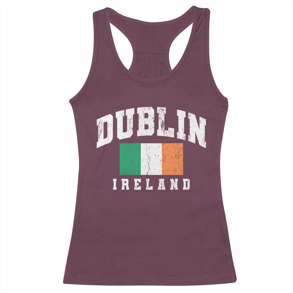 Dublin Ireland Flag Irish Retro Throwback Sports Design Racerback Tank Top TS11 Maroon Print Your Wear