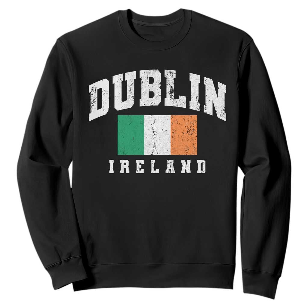 Dublin Ireland Flag Irish Retro Throwback Sports Design Sweatshirt TS11 Black Print Your Wear