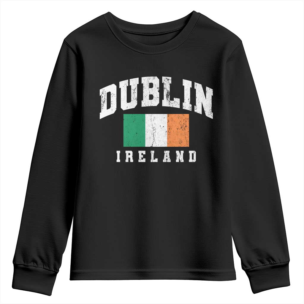 Dublin Ireland Flag Irish Retro Throwback Sports Design Youth Sweatshirt TS11 Black Print Your Wear