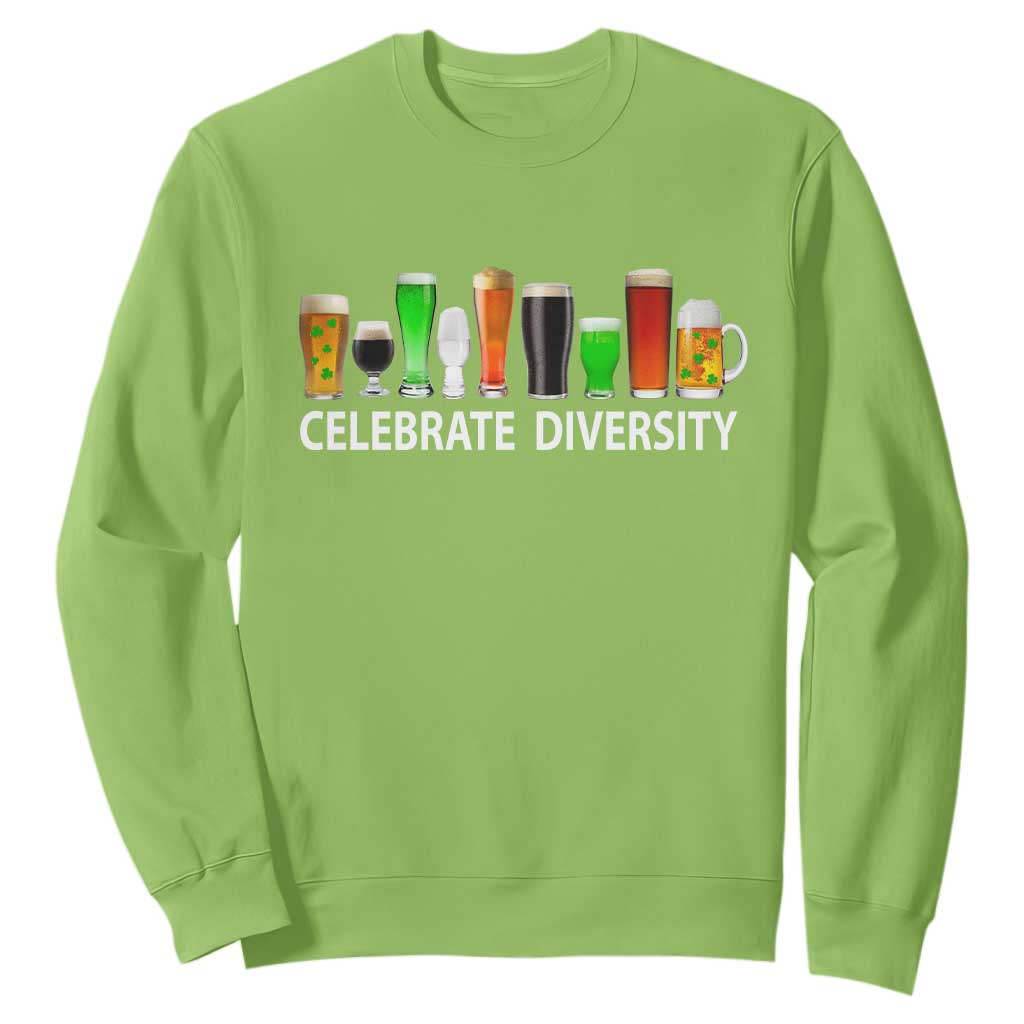 Celebrate Diversity St Patricks Day Beer Drinking Sweatshirt TS11 Lime Print Your Wear