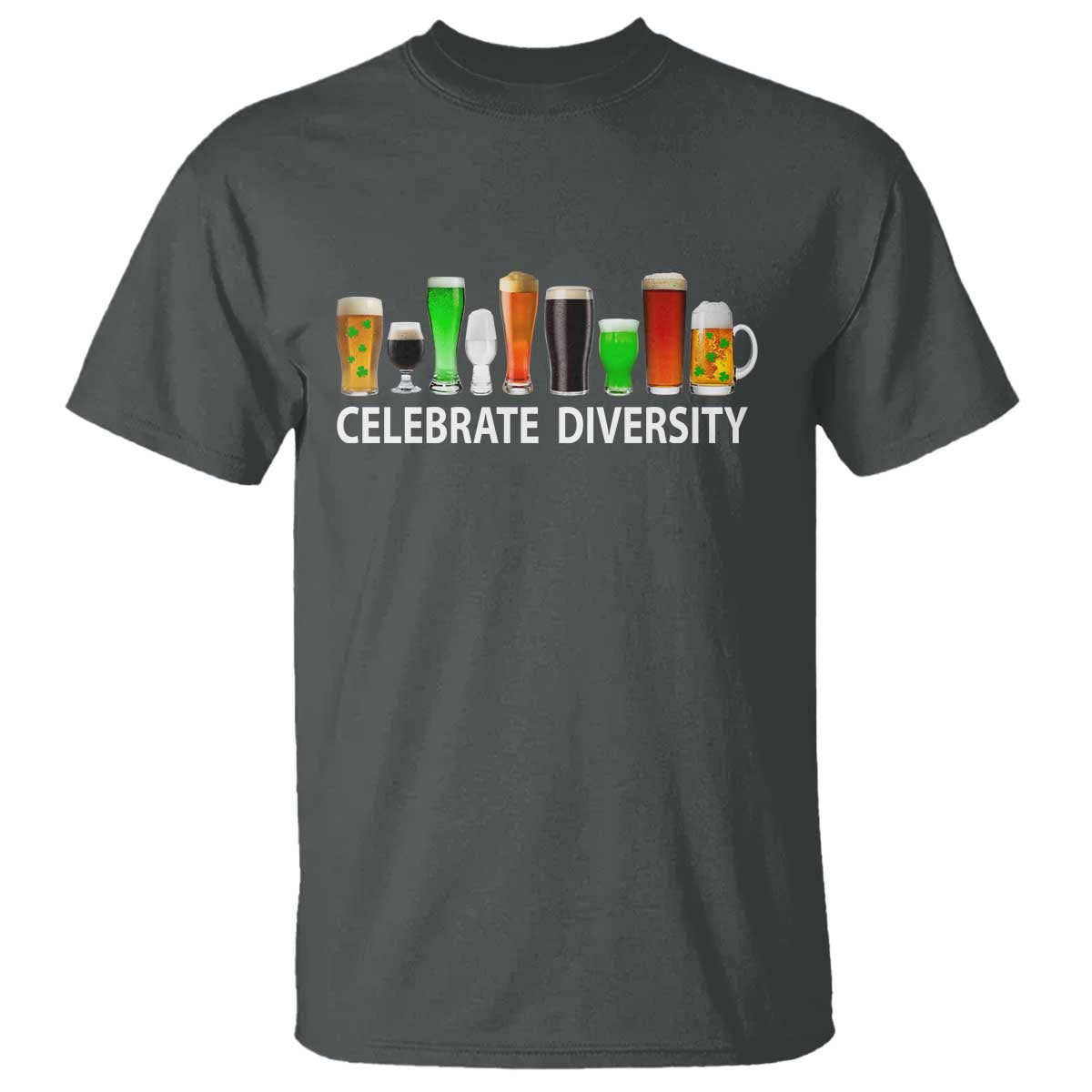 Celebrate Diversity St Patricks Day Beer Drinking T Shirt TS11 Dark Heather Print Your Wear