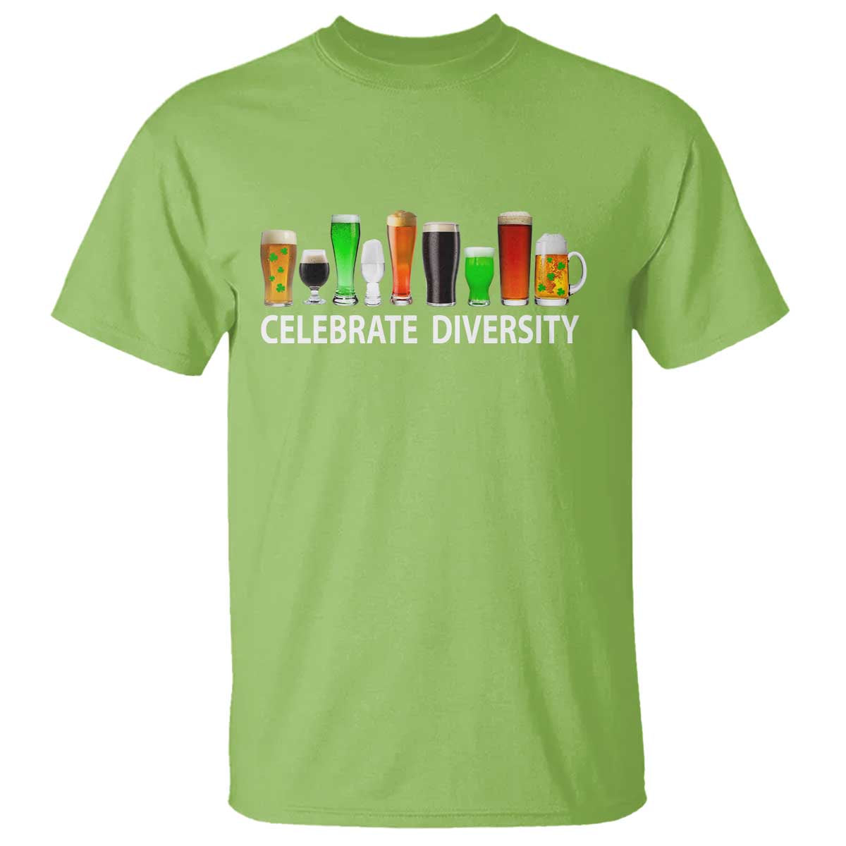 Celebrate Diversity St Patricks Day Beer Drinking T Shirt TS11 Lime Print Your Wear