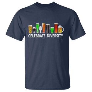 Celebrate Diversity St Patricks Day Beer Drinking T Shirt TS11 Navy Print Your Wear