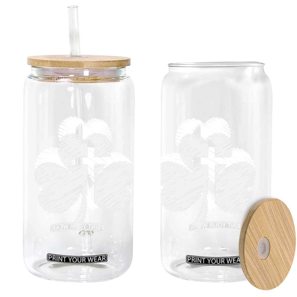 St Patricks Day Christian Religious Shamrock Cross Glass Can TS11 Print Your Wear