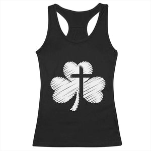 St Patricks Day Christian Religious Shamrock Cross Racerback Tank Top TS11 Black Print Your Wear