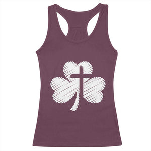 St Patricks Day Christian Religious Shamrock Cross Racerback Tank Top TS11 Maroon Print Your Wear