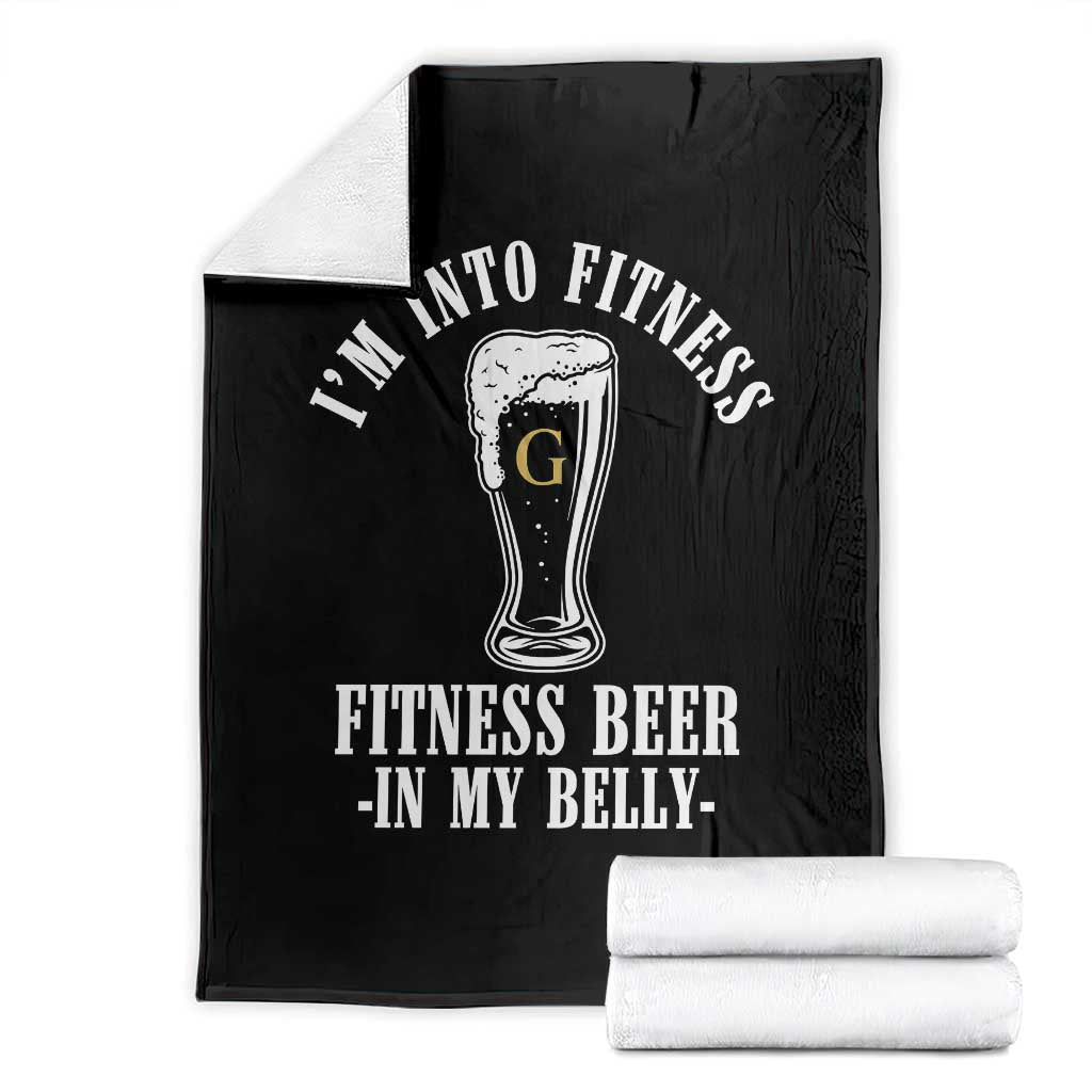Funny Irish Stout Drinking Throw Blanket I Am Into Fitness Fitting Beer In My Belly TS11 Black Print Your Wear