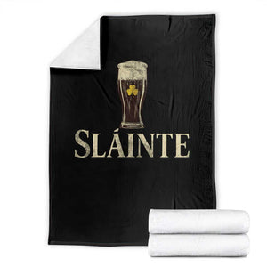 Funny Slainte Stout Beer Irish Drinking St Patricks Day Throw Blanket TS11 Black Print Your Wear