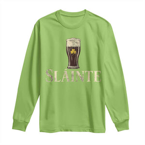 Funny Slainte Stout Beer Irish Drinking St Patricks Day Long Sleeve Shirt TS11 Lime Print Your Wear