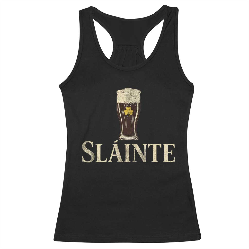 Funny Slainte Stout Beer Irish Drinking St Patricks Day Racerback Tank Top TS11 Black Print Your Wear
