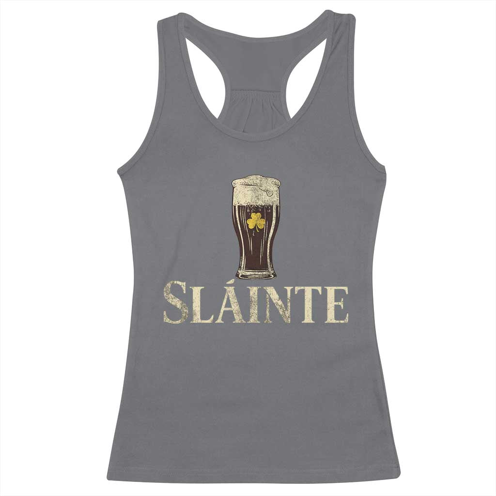 Funny Slainte Stout Beer Irish Drinking St Patricks Day Racerback Tank Top TS11 Charcoal Print Your Wear