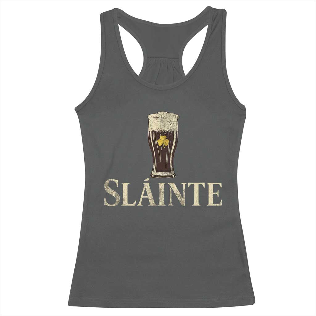 Funny Slainte Stout Beer Irish Drinking St Patricks Day Racerback Tank Top TS11 Dark Heather Print Your Wear