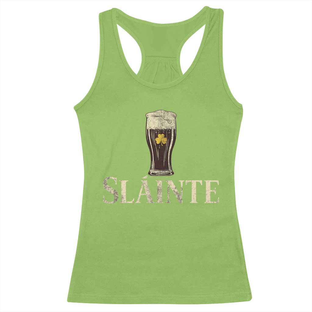 Funny Slainte Stout Beer Irish Drinking St Patricks Day Racerback Tank Top TS11 Lime Print Your Wear