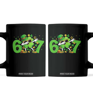 Funny Six Seven 67 St Patricks Day Dabbing Shamrock Coffee Mug TS11 Black Print Your Wear