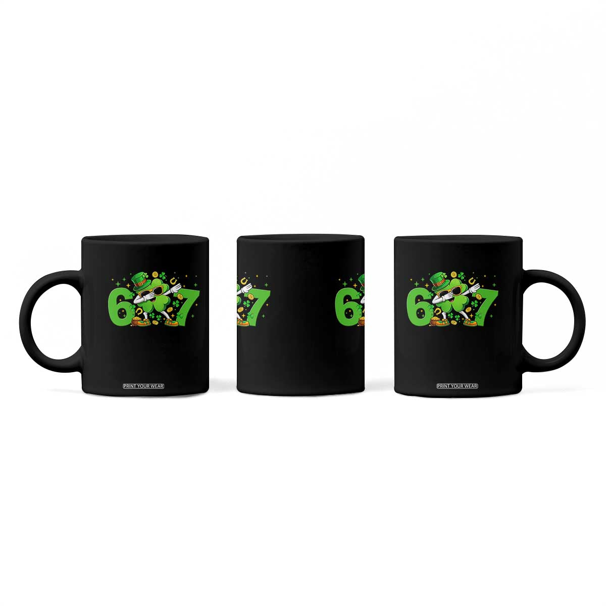 Funny Six Seven 67 St Patricks Day Dabbing Shamrock Coffee Mug TS11 Print Your Wear