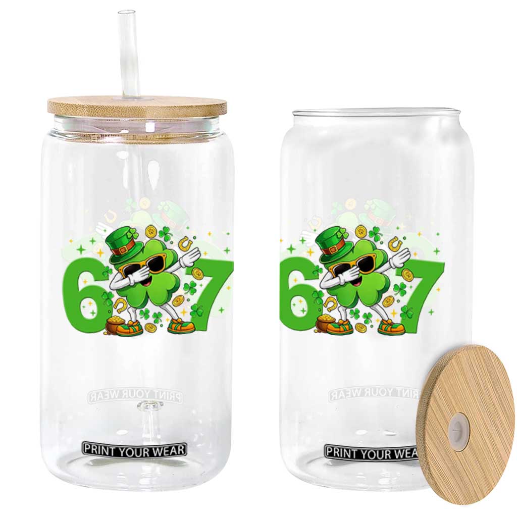 Funny Six Seven 67 St Patricks Day Dabbing Shamrock Glass Can TS11 Print Your Wear