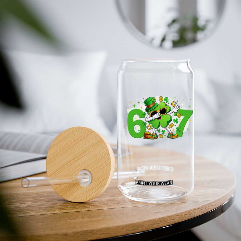 Funny Six Seven 67 St Patricks Day Dabbing Shamrock Glass Can TS11 Print Your Wear
