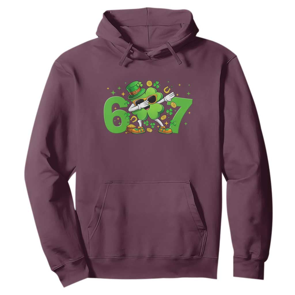 Funny Six Seven 67 St Patricks Day Dabbing Shamrock Hoodie TS11 Maroon Print Your Wear