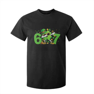 Funny Six Seven 67 St Patricks Day Dabbing Shamrock T Shirt For Kid TS11 Black Print Your Wear