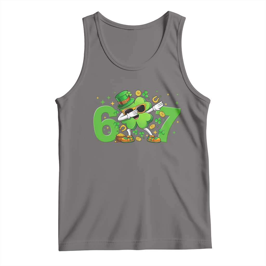 Funny Six Seven 67 St Patricks Day Dabbing Shamrock Tank Top TS11 Deep Heather Print Your Wear