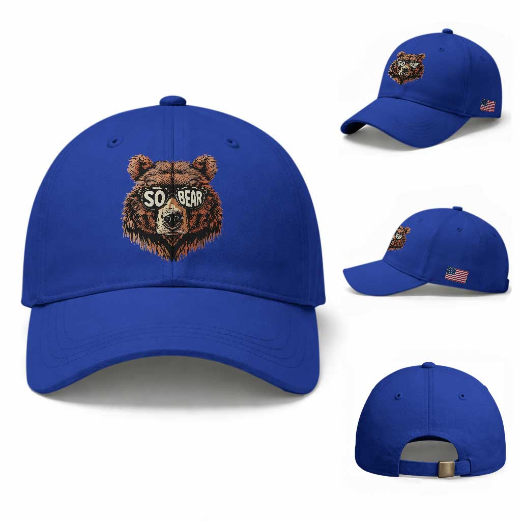 Sobriety Anniversary Sober Bear AA NA Recovery Baseball Cap TS11 Baseball Cap Universal Fit Royal Blue Print Your Wear