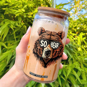 Sobriety Anniversary Sober Bear AA NA Recovery Glass Can TS11 Black Print Your Wear