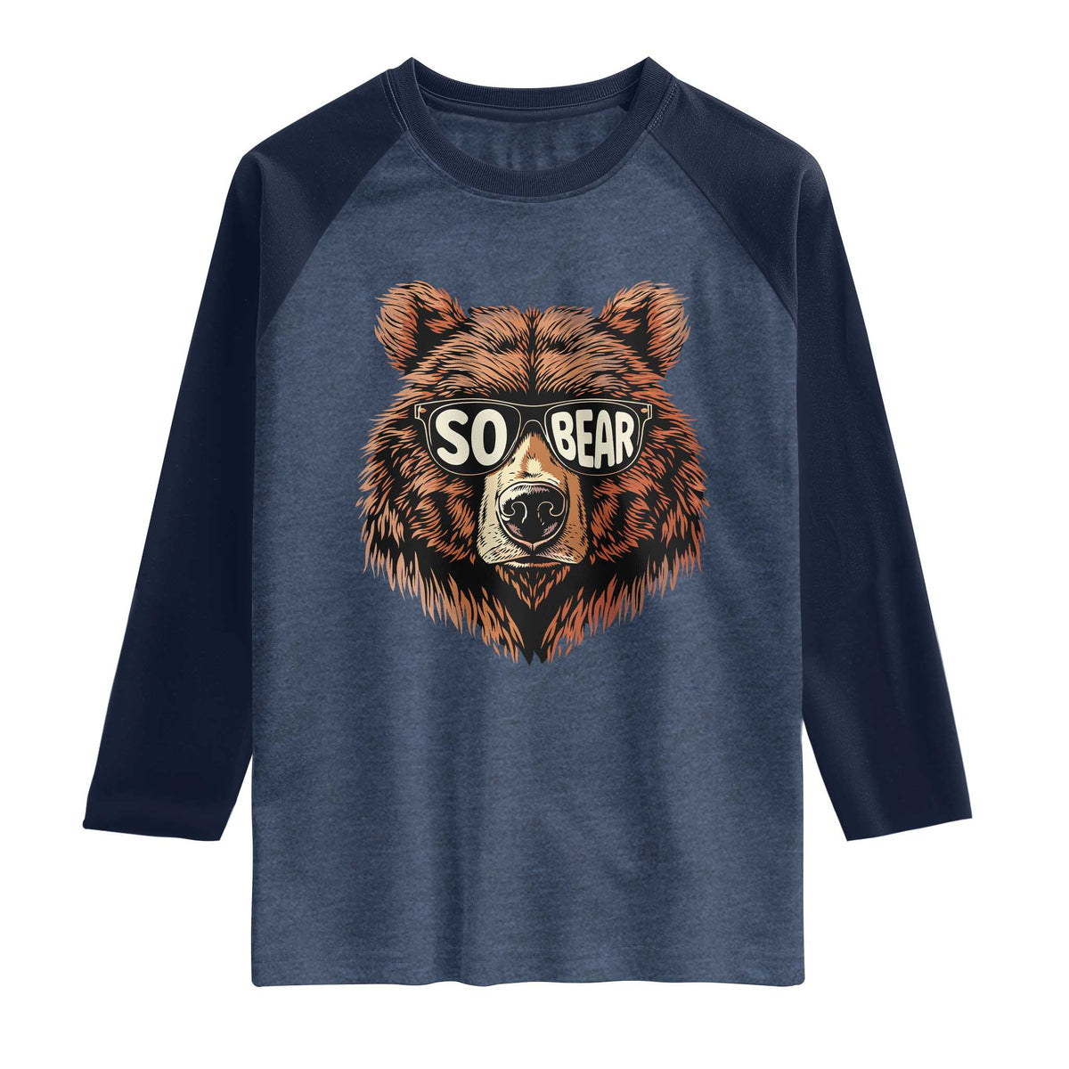 Sobriety Anniversary Sober Bear AA NA Recovery Raglan Shirt TS11 Heather Denim Navy Print Your Wear