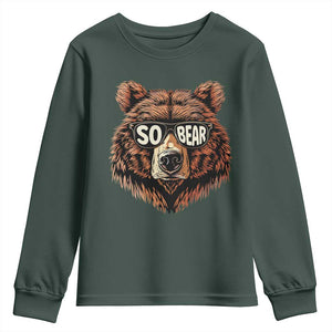 Sobriety Anniversary Sober Bear AA NA Recovery Youth Sweatshirt TS11 Dark Forest Green Print Your Wear