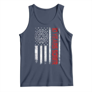 10 Years Sober Tank Top 10 Years Sobriety Anniversary Vintage American Flag TS11 Navy Print Your Wear