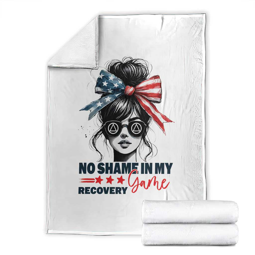 No Shame In My Recovery Game Throw Blanket Sobriety AA NA Anniversary TS11 White Print Your Wear