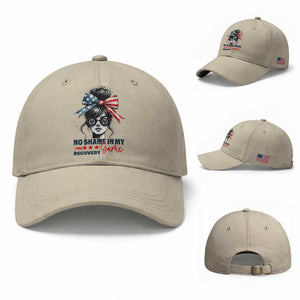No Shame In My Recovery Game Baseball Cap Sobriety AA NA Anniversary TS11 Baseball Cap Universal Fit Beige Print Your Wear