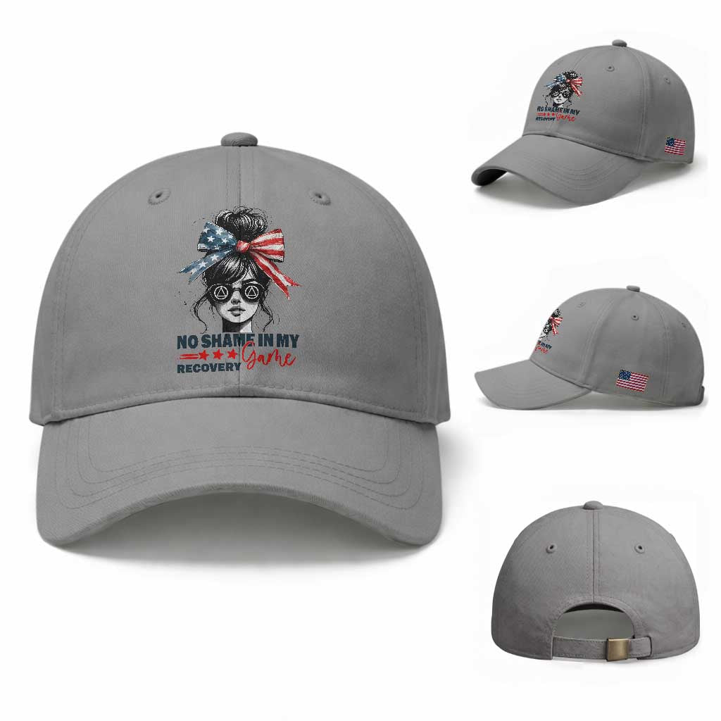 No Shame In My Recovery Game Baseball Cap Sobriety AA NA Anniversary TS11 Baseball Cap Universal Fit Sport Gray Print Your Wear