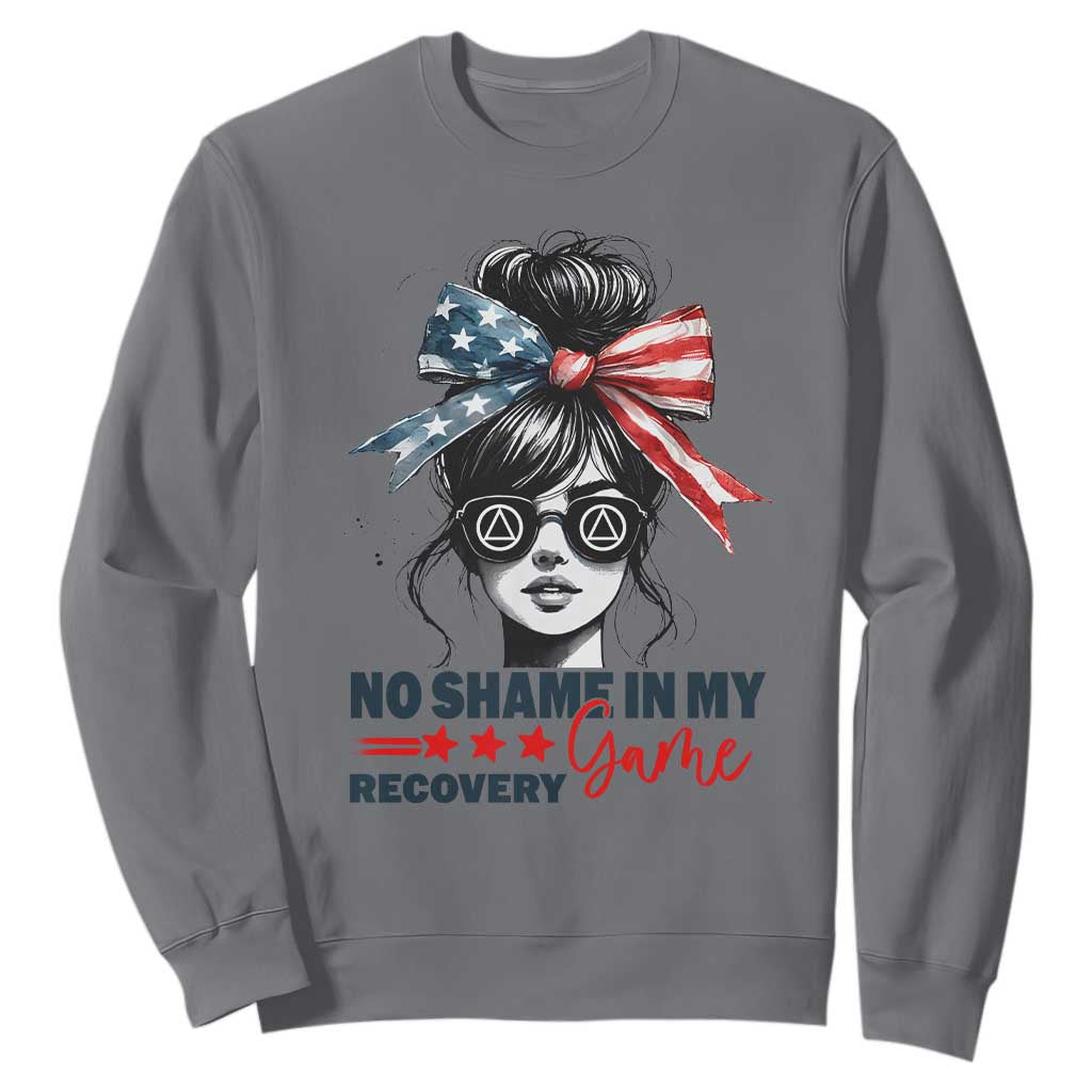 No Shame In My Recovery Game Sweatshirt Sobriety AA NA Anniversary TS11 Charcoal Print Your Wear