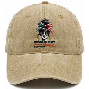 No Shame In My Recovery Game Washed Cotton Baseball Cap Sobriety AA NA Anniversary TS11 Print Your Wear