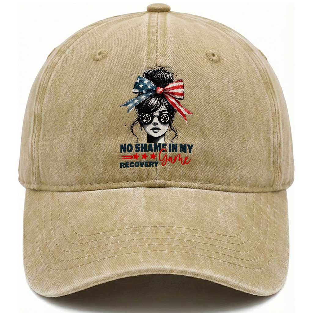 No Shame In My Recovery Game Washed Cotton Baseball Cap Sobriety AA NA Anniversary TS11 Print Your Wear