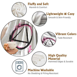 AA Sober Symbol Serenity Recovery Throw Blanket Japanese Cherry Blossom Brushstroke Circle TS11 Print Your Wear