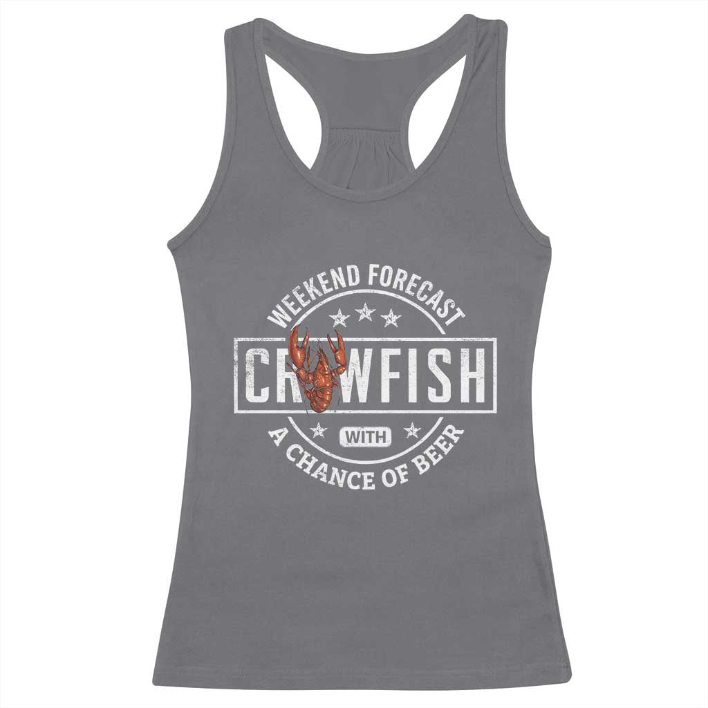 Weekend Forecast Crawfish With A Chance Of Beer Racerback Tank Top TS11 Charcoal Print Your Wear