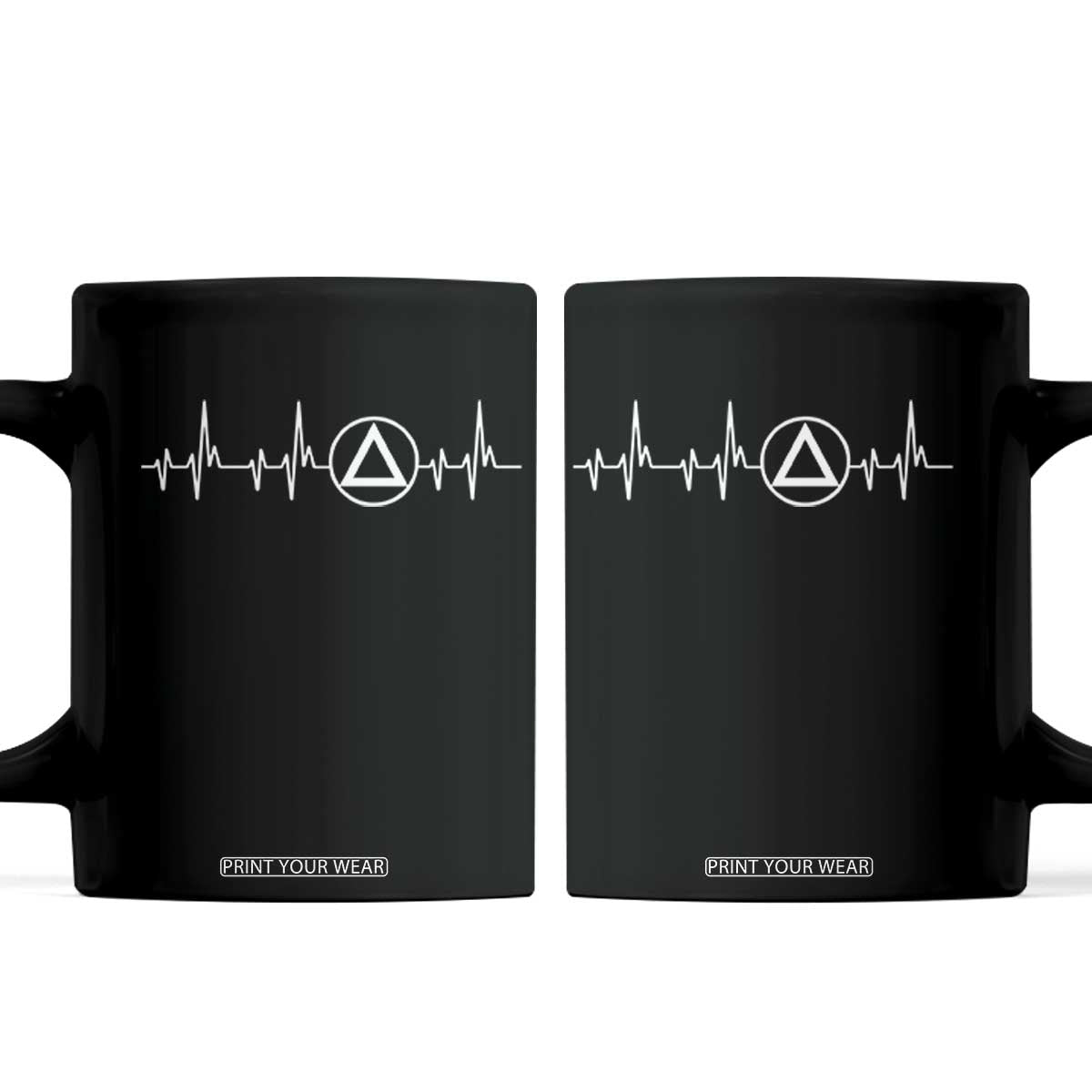 Sober Recover Sobriety Heartbeat EKG Pulse Recovery Coffee Mug TS11 Black Print Your Wear