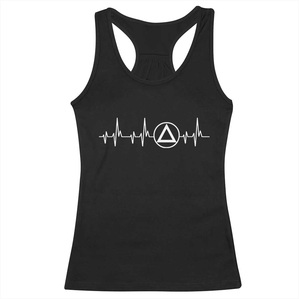 Sober Recover Sobriety Heartbeat EKG Pulse Recovery Racerback Tank Top TS11 Black Print Your Wear