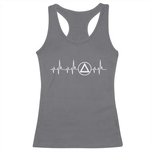 Sober Recover Sobriety Heartbeat EKG Pulse Recovery Racerback Tank Top TS11 Charcoal Print Your Wear