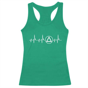 Sober Recover Sobriety Heartbeat EKG Pulse Recovery Racerback Tank Top TS11 Irish Green Print Your Wear