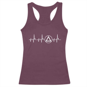 Sober Recover Sobriety Heartbeat EKG Pulse Recovery Racerback Tank Top TS11 Maroon Print Your Wear