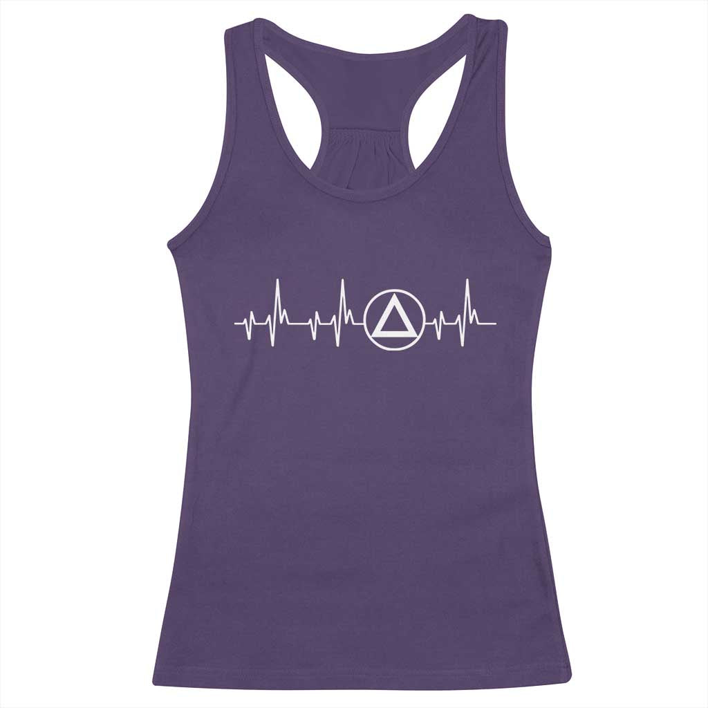 Sober Recover Sobriety Heartbeat EKG Pulse Recovery Racerback Tank Top TS11 Purple Print Your Wear