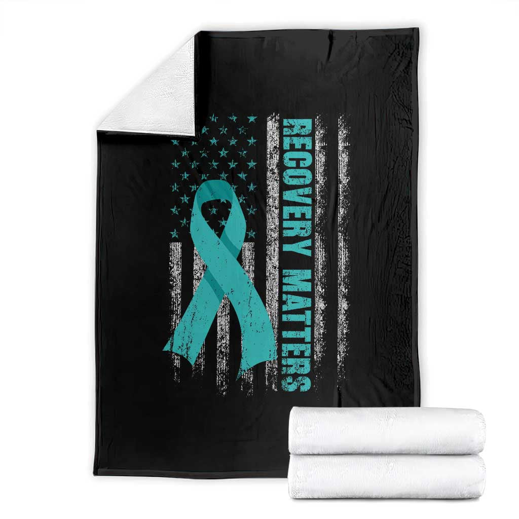 Recovery Matter Sobriety Anniversary Sober AA NA Throw Blanket Vintage American Flag TS11 Black Print Your Wear