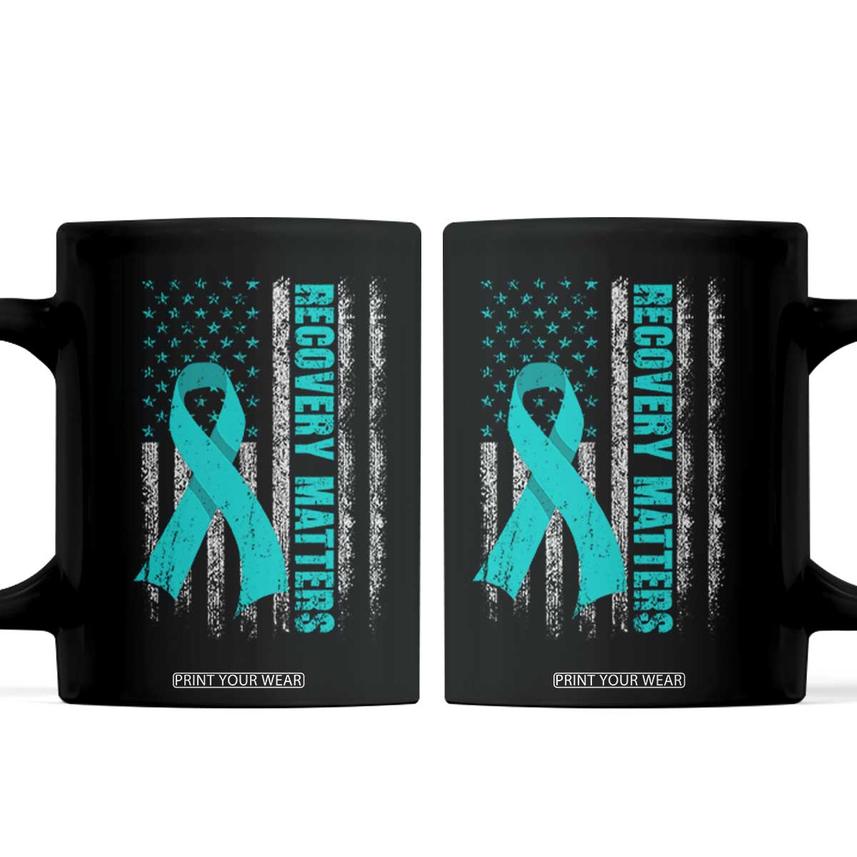 Recovery Matter Sobriety Anniversary Sober AA NA Coffee Mug Vintage American Flag TS11 Black Print Your Wear
